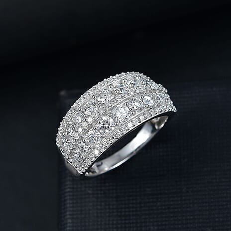 Luxuriant Diamond Lab Grown Diamond (SI-G-H) Ring in Rhodium Overlay Sterling Silver 1.51 Ct.