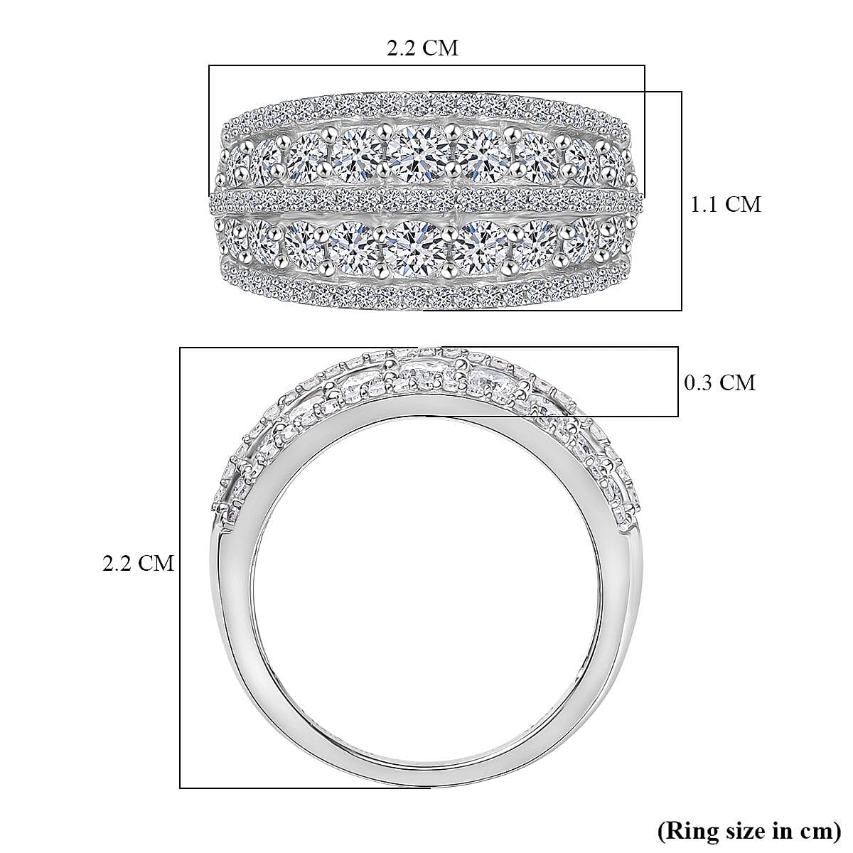 Luxuriant Diamond Lab Grown Diamond (SI-G-H) Ring in Rhodium Overlay Sterling Silver 1.51 Ct.