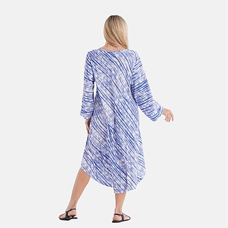 Tamsy 100% Viscose Tie-Dye Printe Midi Dress (Size 8 to 18) - Purple Tamsy 100% Viscose Tie-Dye Printe Midi Dress (Size 8 to 18) - Purple