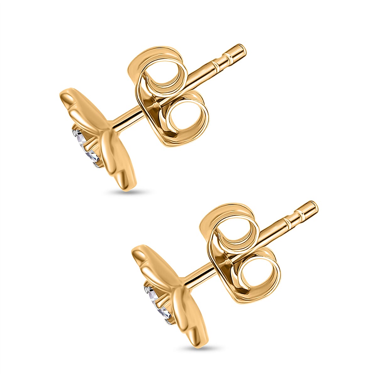 Designer Inspired - Luxuriant Lab Grown Diamond (SI-G/H) Earring with Push Back in 18K Vermeil Yellow Gold Plated Sterling Silver