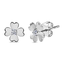 LUXURIANT Lab Grown Diamond (SI G/H) Floral Stud Push Back Earring in 18K Vermeil Yellow Gold Plated Sterling Silver