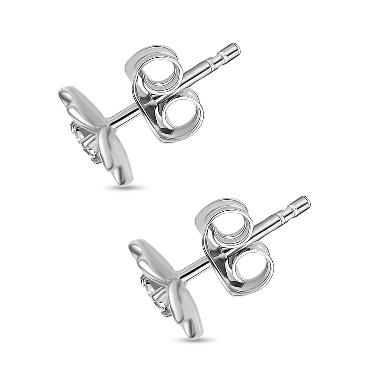 Designer Inspired - Luxuriant Lab Grown Diamond (SI-GH) Earring with Push Back in Rhodium Overlay Sterling Silver