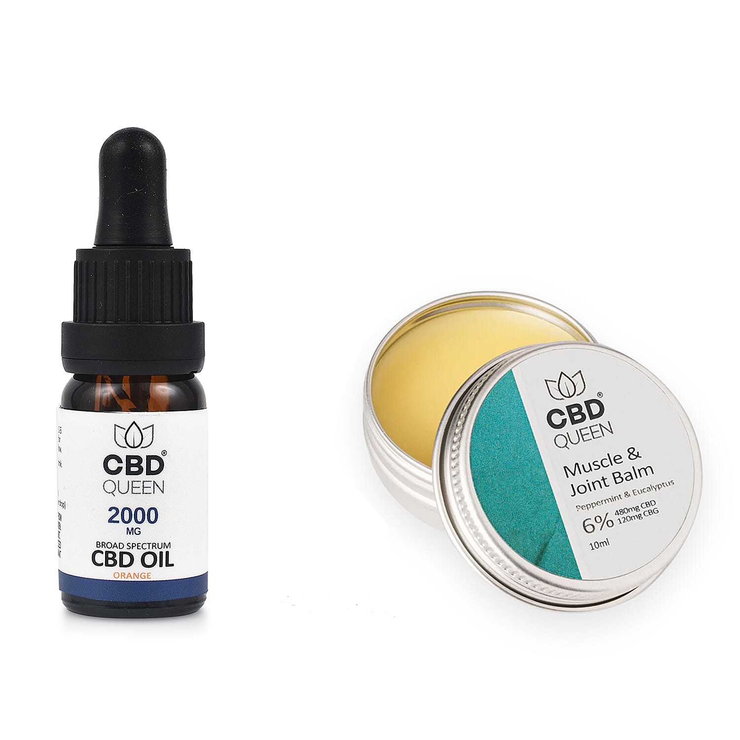 CBD Queen- Broad Spectrum 10ml Oil 20% - 2000mg - Orange with FREE 10ml Muscle & Joint Balm