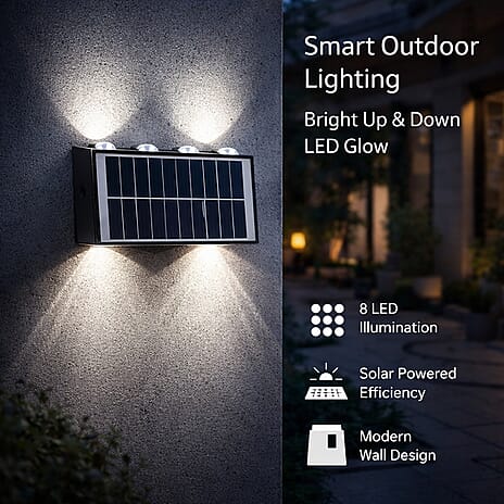 8-LED Outdoor Solar Light - IP65 Waterproof with Warm White & Neutral Light - Courtyard & Roadside Use