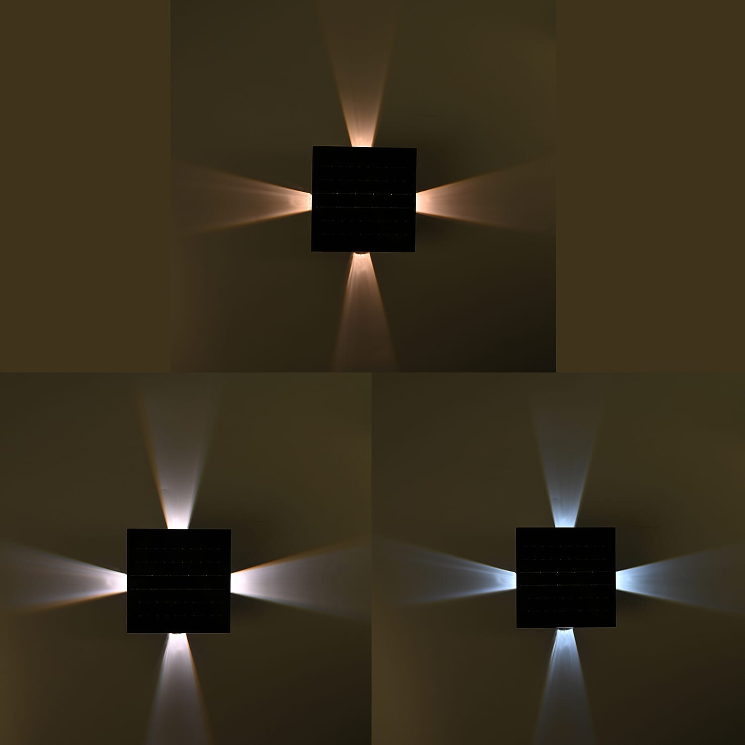 4-Side LED Outdoor Solar Lamp - IP65 Waterproof with Warm & Cold Light - Courtyard & Roadside Lighting - Black