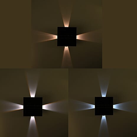 4-Side LED Outdoor Solar Lamp - IP65 Waterproof with Warm & Cold Light - Courtyard & Roadside Lighting - Black