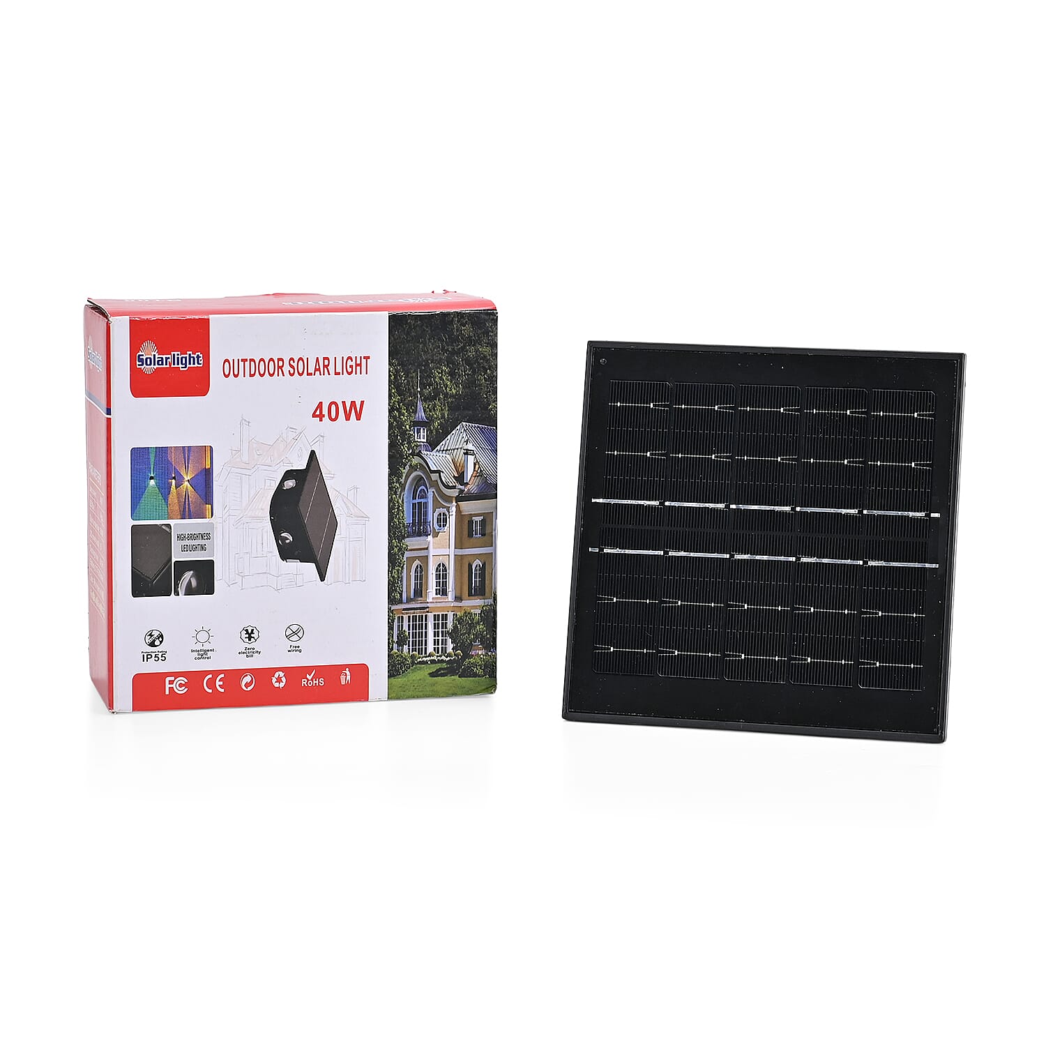 4-Side LED Outdoor Solar Lamp - IP65 Waterproof with Warm & Cold Light - Courtyard & Roadside Lighting - Black