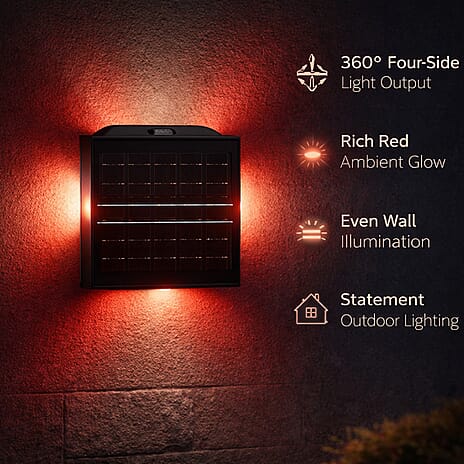 4-Side LED Outdoor Solar RGB Lamp - IP65 Waterproof with Color Changing for Courtyard & Roadside - Black