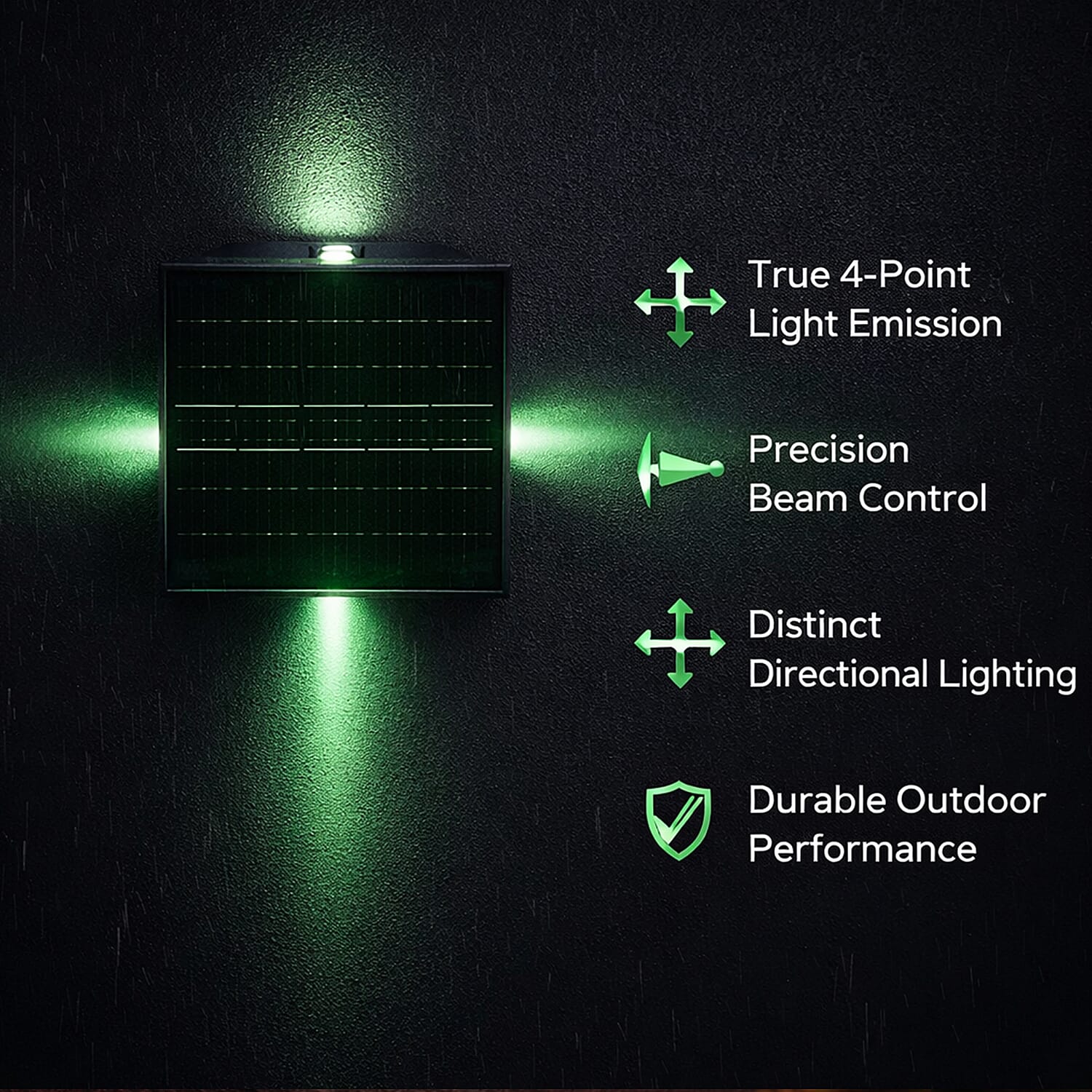 4-Side LED Outdoor Solar RGB Lamp - IP65 Waterproof with Color Changing for Courtyard & Roadside - Black