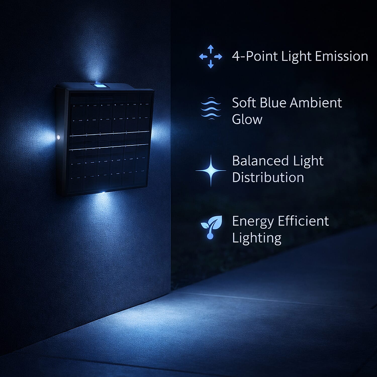 4-Side LED Outdoor Solar RGB Lamp - IP65 Waterproof with Color Changing for Courtyard & Roadside - Black