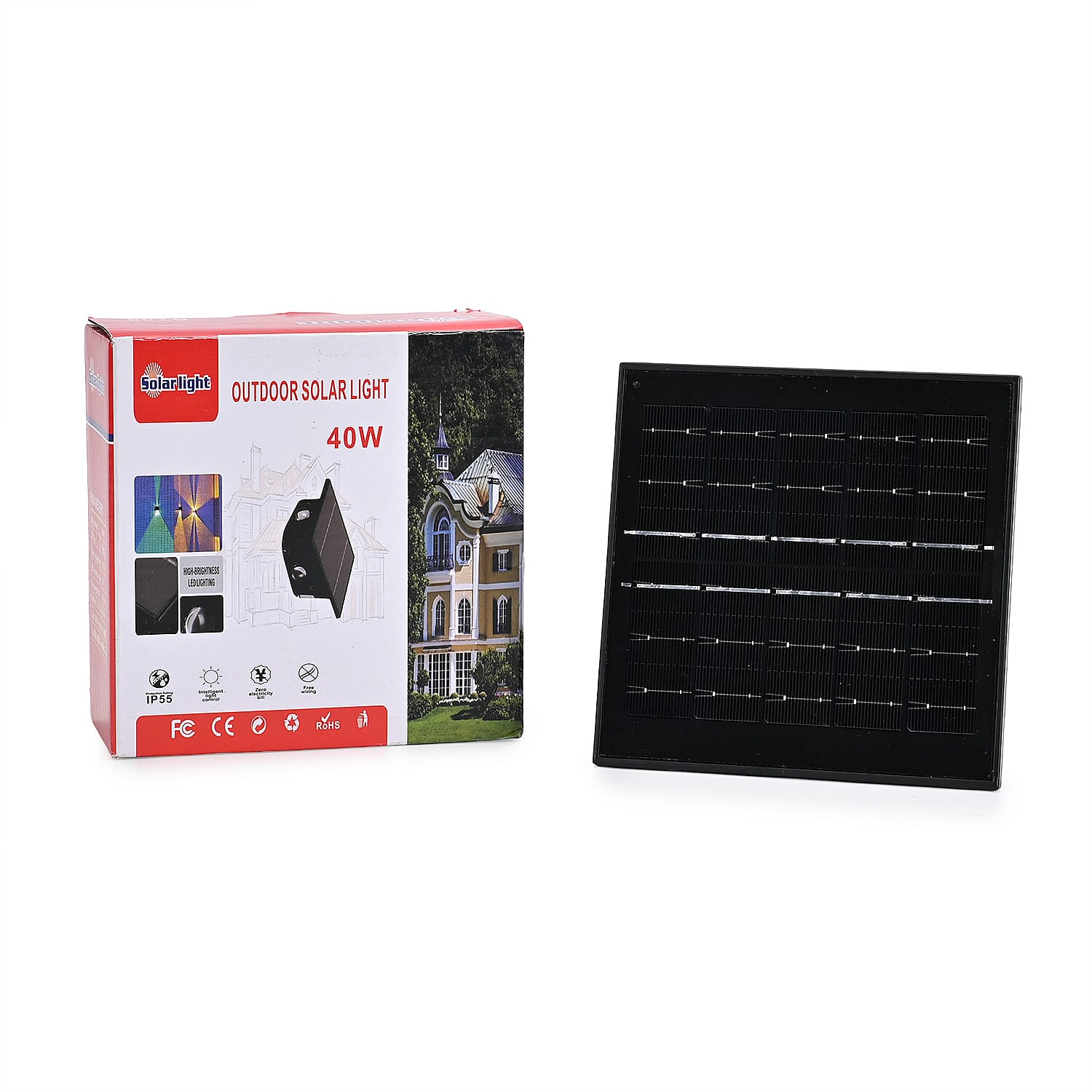 4-Side LED Outdoor Solar RGB Lamp - IP65 Waterproof with Color Changing for Courtyard & Roadside - Black