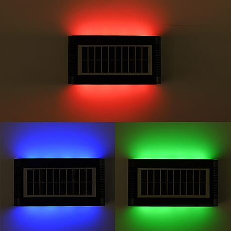 8-LED Outdoor Solar RGB Lamp - IP65 Waterproof with Color Changing Light (60W) - Black