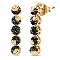 GP Celestial Dream Collection - Black Spinel Cluster Linear Earring with Push Back in 18K Vermeil Yellow Gold Plated Sterling Silver