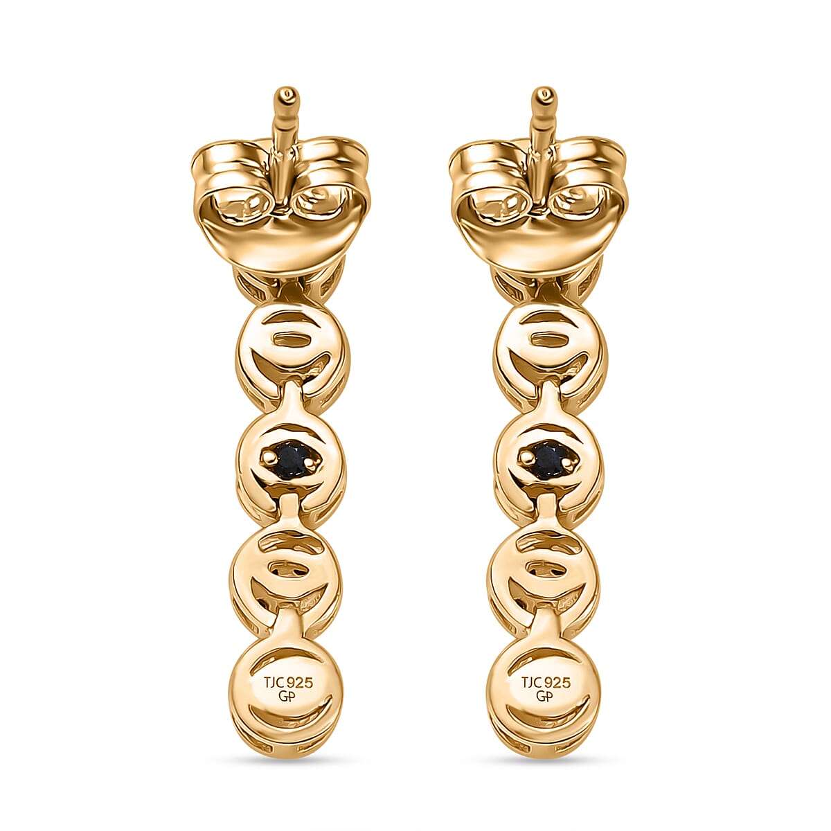 GP Celestial Dream Collection - Black Spinel & Blue Sapphire Earring with Push Back in 18K Vermeil Yellow Gold Plated Sterling Silver GP Celestial Dream Collection - Black Spinel & Blue Sapphire Earring with Push Back in 18K Vermeil Yellow Gold Plated Sterling Silver