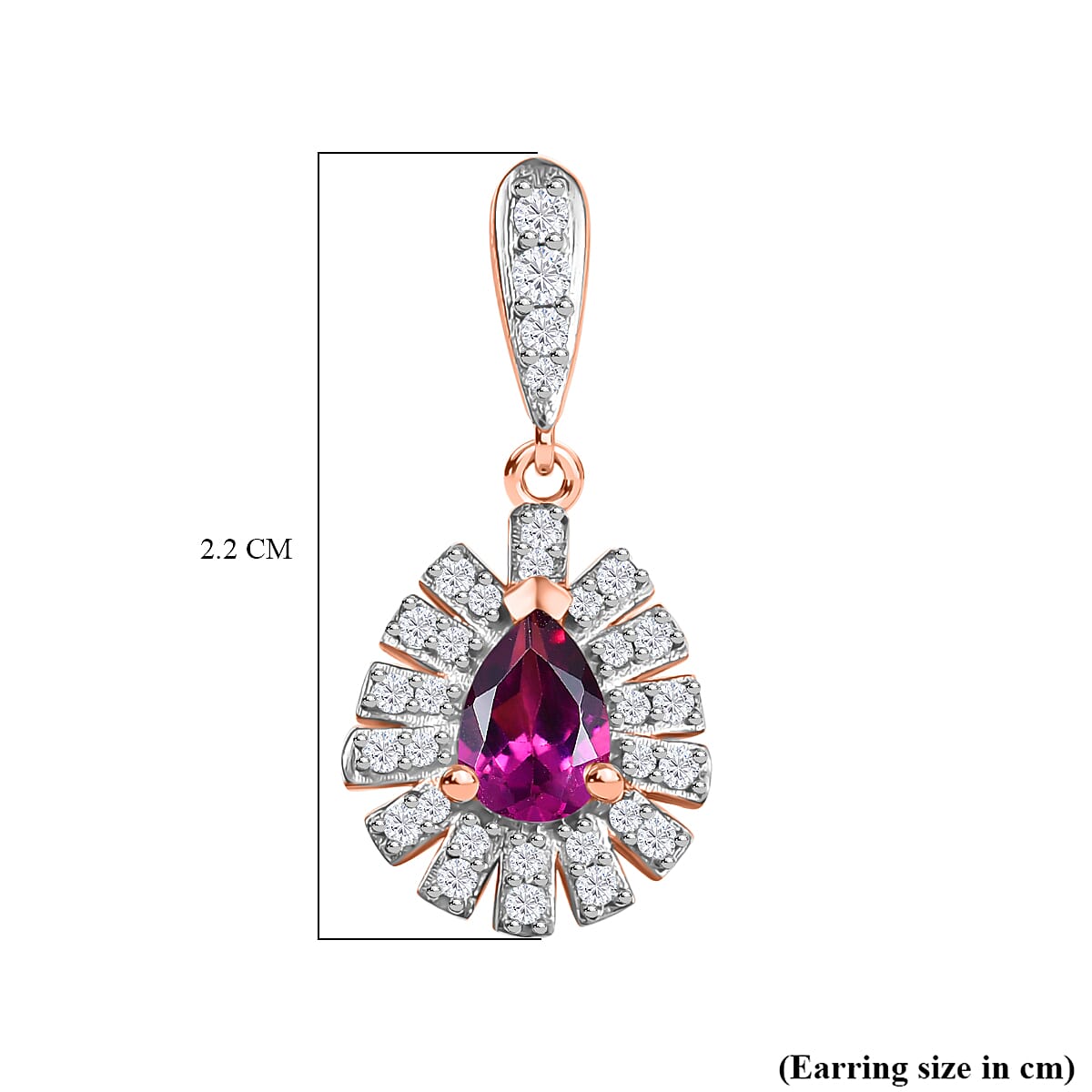 Radiant Ember Garnet & White Zircon Dangling Earring with Push Back in 18K Vermeil Rose Gold Plated Sterling Silver 1.51 Ct. Radiant Ember Garnet & White Zircon Dangling Earring with Push Back in 18K Vermeil Rose Gold Plated Sterling Silver 1.51 Ct.
