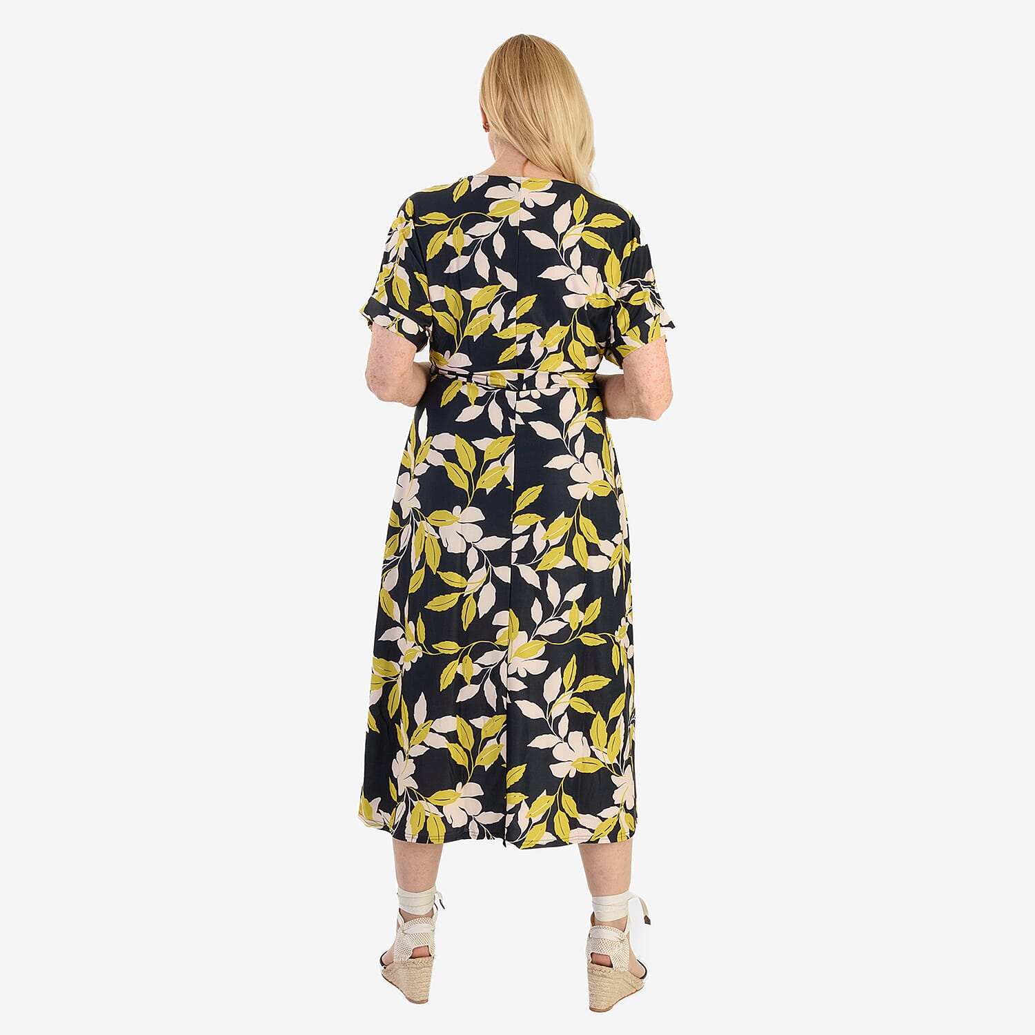 La Marey Printed Midi Dress (Size 12 to 14) - Dark Navy