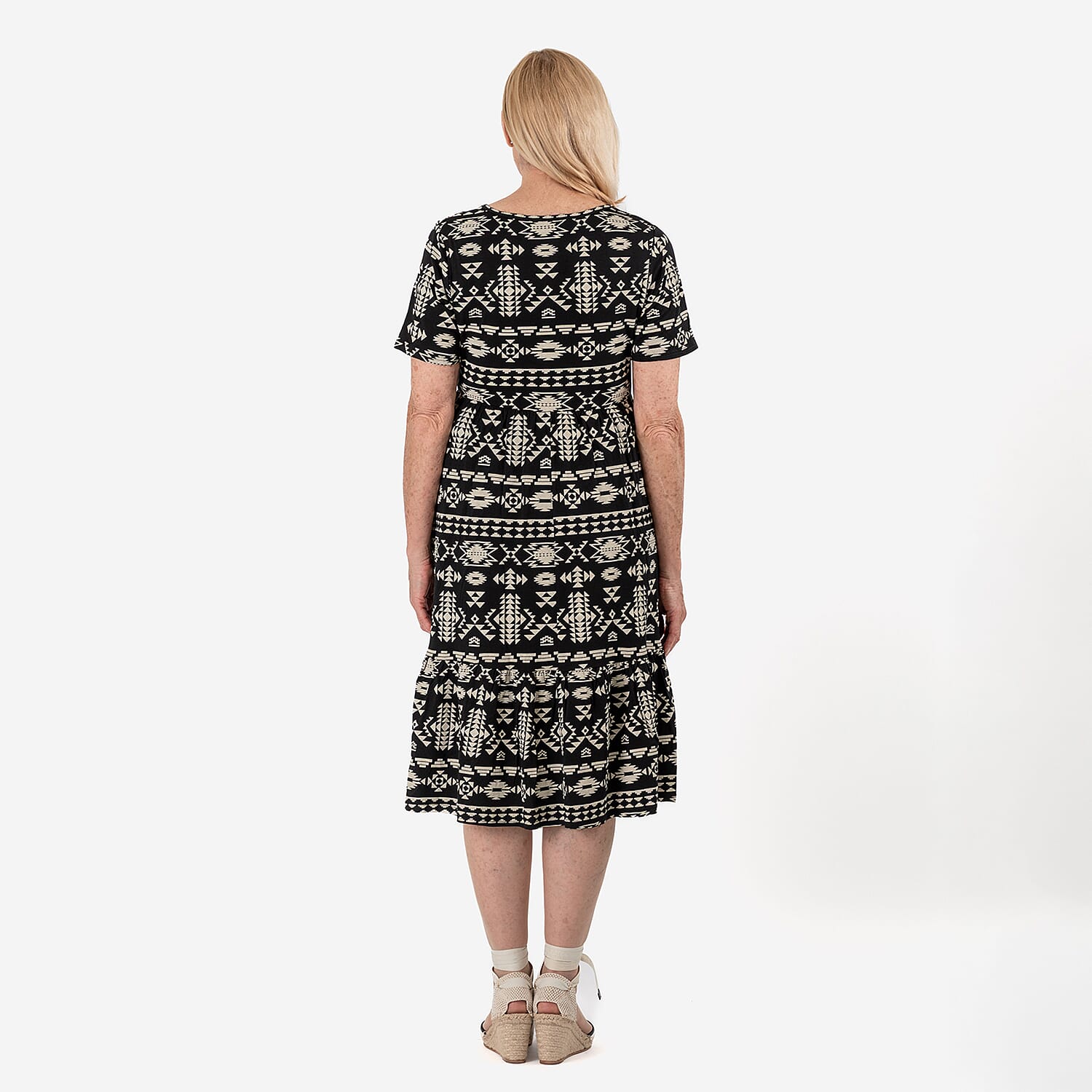 La Marey Tribal Pattern Mini Dress (Size L) - Black &amp; White