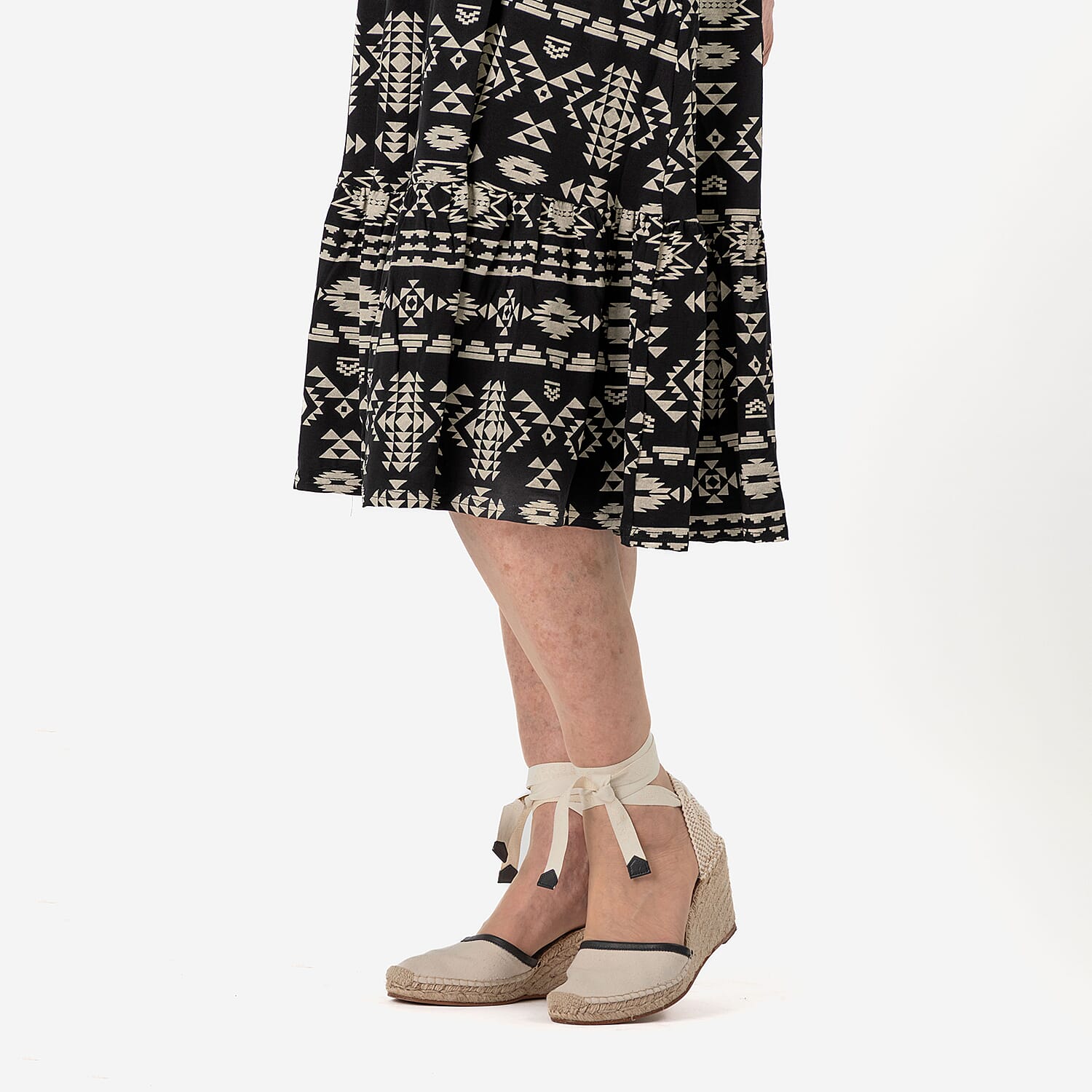 La Marey Tribal Pattern Mini Dress (Size L) - Black &amp; White