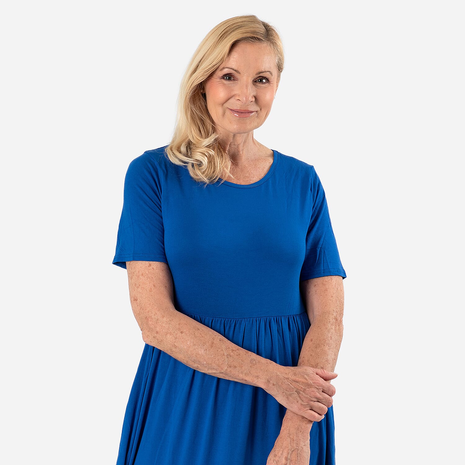 La Marey Womens Tiered Stretch Waist Midi Dress with Pockets (Size L) - Black