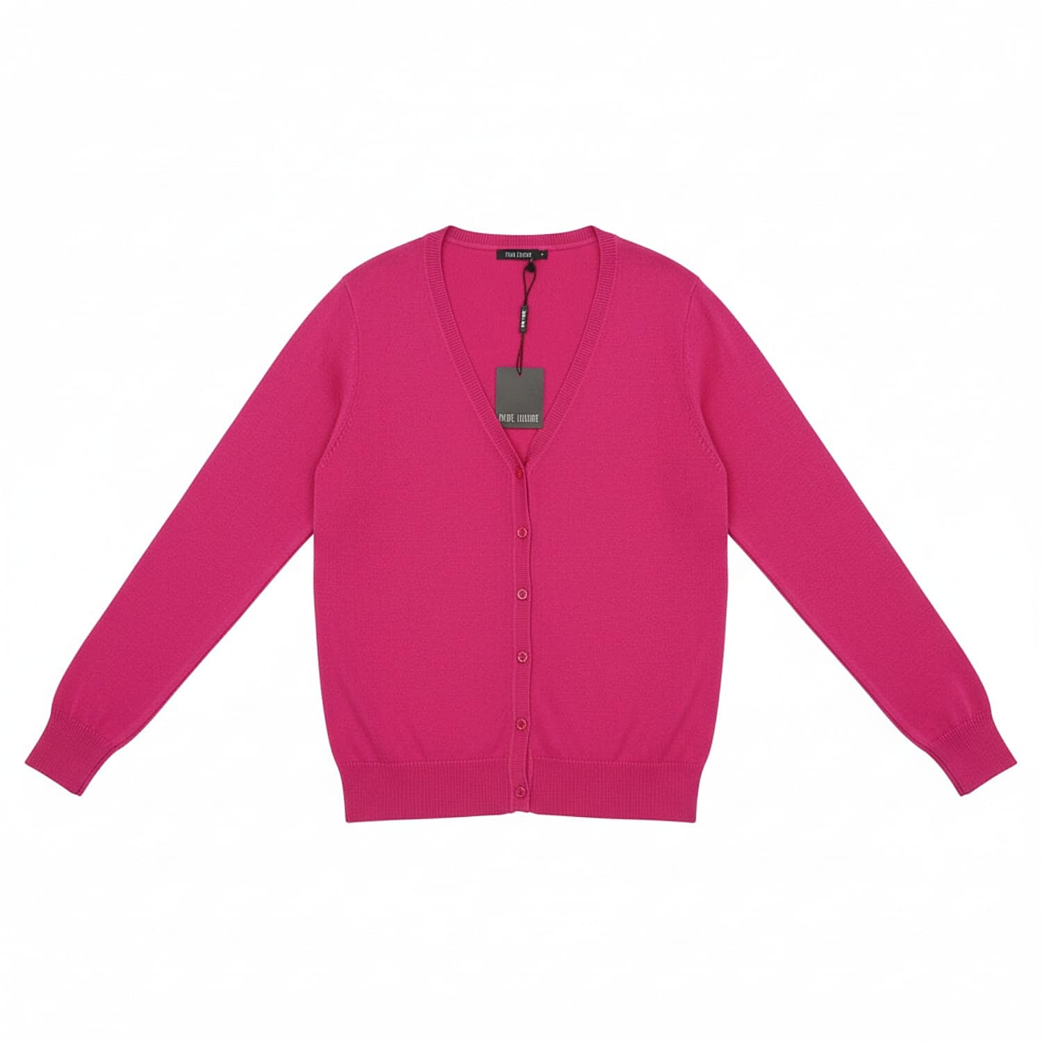 Pure and Natural Crew Neck Cardigan (Size 10) - Fuchsia