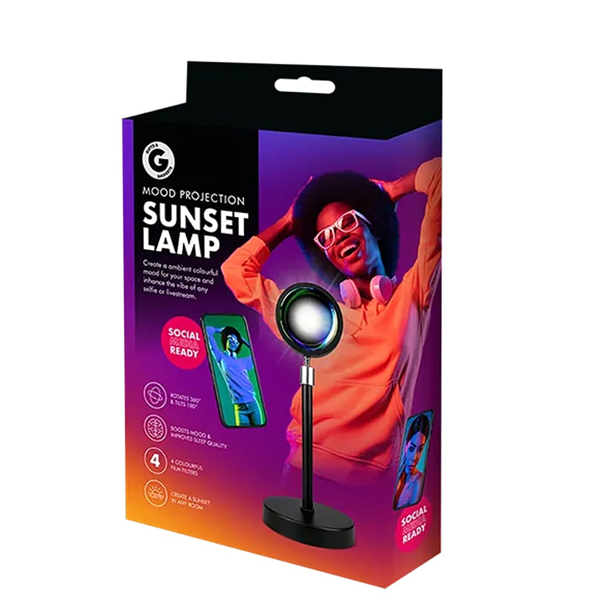 Mood Projection Sunset Lamp With 4 Colourful Film Filters - May Help Boost Mood & Improve Sleep Quality