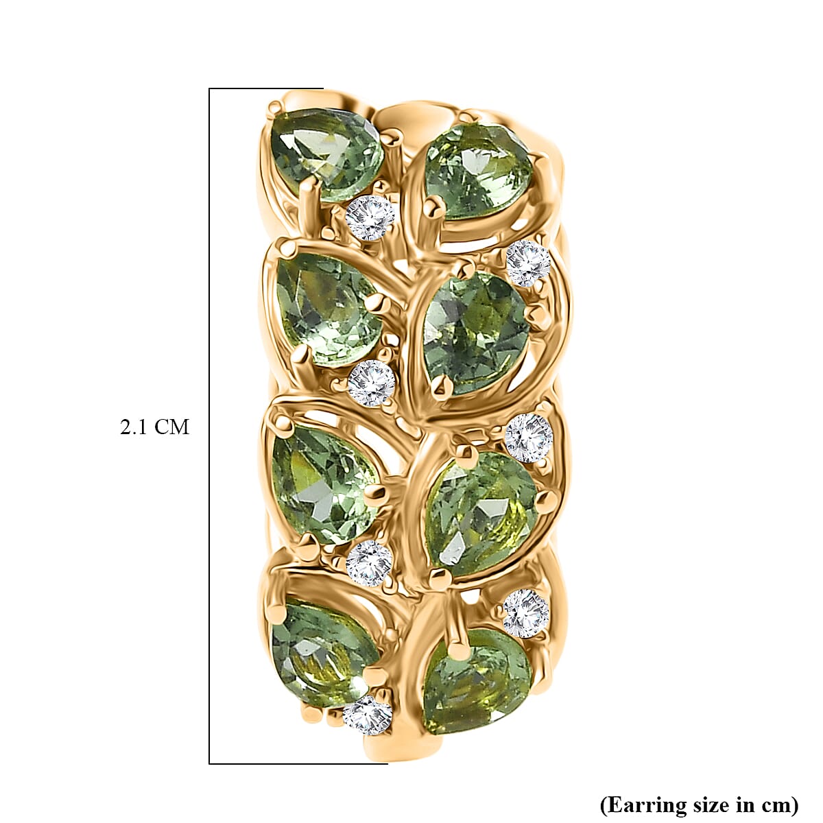 GP Leaf Collection - Green Apatite, Blue Sapphire & White Zircon J Hoop Earring in 18K Vermeil Yellow Gold Plated Sterling Silver 3.09 Ct. GP Leaf Collection - Green Apatite, Blue Sapphire & White Zircon J Hoop Earring in 18K Vermeil Yellow Gold Plated Sterling Silver 3.09 Ct.