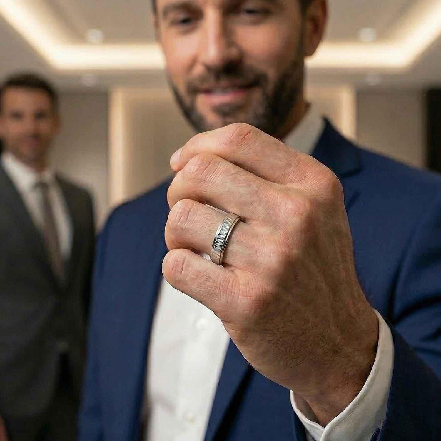 CloseOut Deal - Rhapsody 950 Platinum Spinner Band Ring