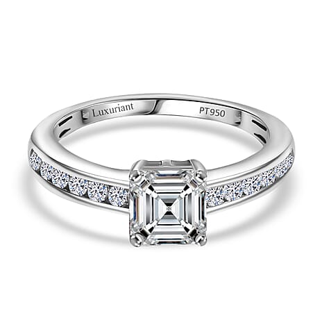 Luxuriant Diamond 950 Platinum IGI Certified Asscher Cut VS-EF Lab Grown Diamond Ring 2.00 Ct.