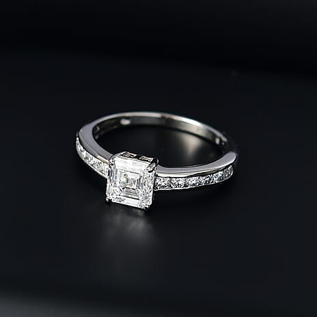 Luxuriant Diamond 950 Platinum IGI Certified Asscher Cut VS-EF Lab Grown Diamond Ring 2.00 Ct.