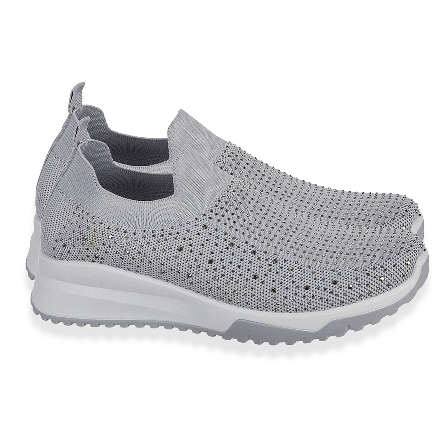 Urban Jacks Womens Casual Slip-On Trainers with Memory Foam & Diamond Detail