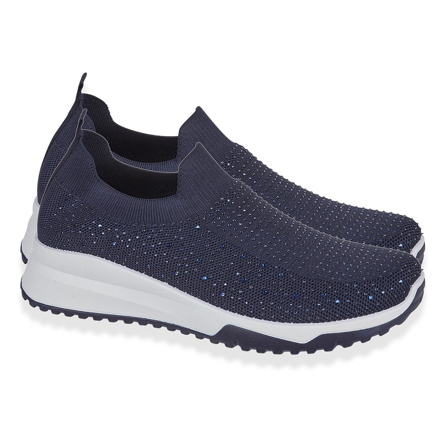 Urban Jacks Womens Casual Slip-On Trainers with Memory Foam & Diamond Detail