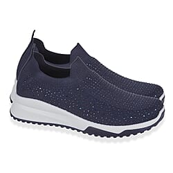 Urban Jacks Womens Casual Slip-On Trainers with Memory Foam & Diamond Detail