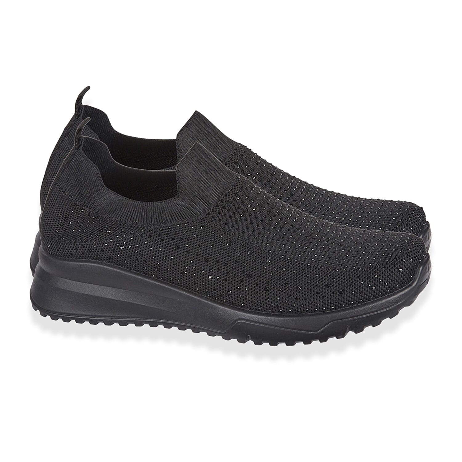 Urban Jacks Womens Casual Slip-On Trainers with Memory Foam & Diamond Detail