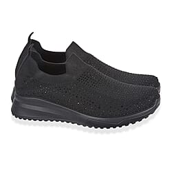 Urban Jacks Womens Casual Slip-On Trainers with Memory Foam & Diamond Detail