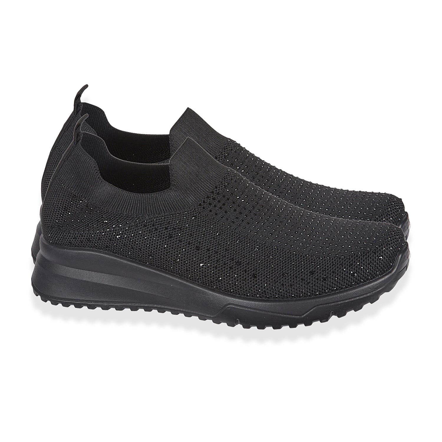 Urban Jacks Womens Casual Slip-On Trainers with Memory Foam & Diamond Detail