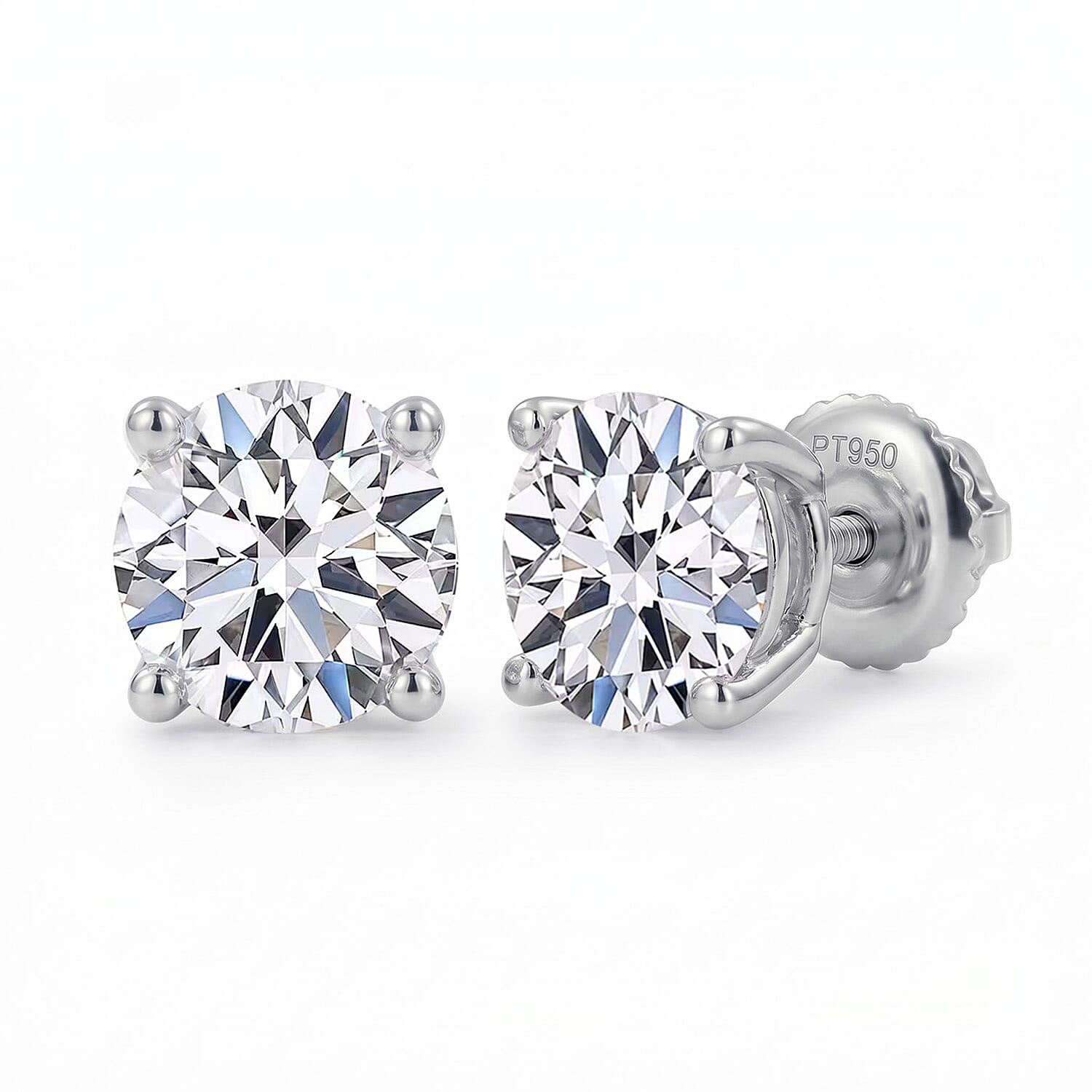 Luxuriant Diamond 950 Platinum IGI Certified Lab Grown Diamond VS-EF Solitaire Stud Earrings with Screw Back 5 Ct.