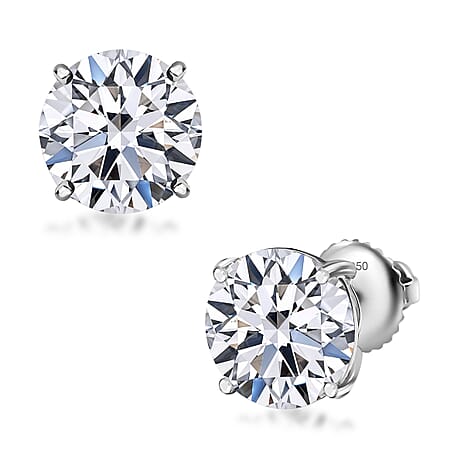 Luxuriant Diamond 950 Platinum IGI Certified Lab Grown Diamond VS-EF Solitaire Stud Earrings with Screw Back 5 Ct.
