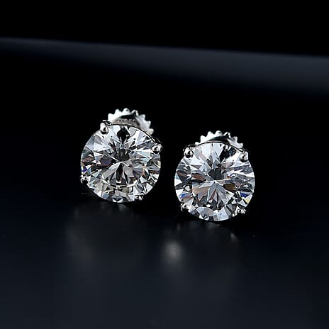 Luxuriant Diamond 950 Platinum IGI Certified Lab Grown Diamond VS-EF Solitaire Stud Earrings with Screw Back 5 Ct.