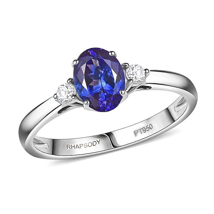 Certified & Appraised RHAPSODY 950 Platinum AAAA Tanzanite, White Diamond EF, VS Solitaire Ring, 1.67 Ct.