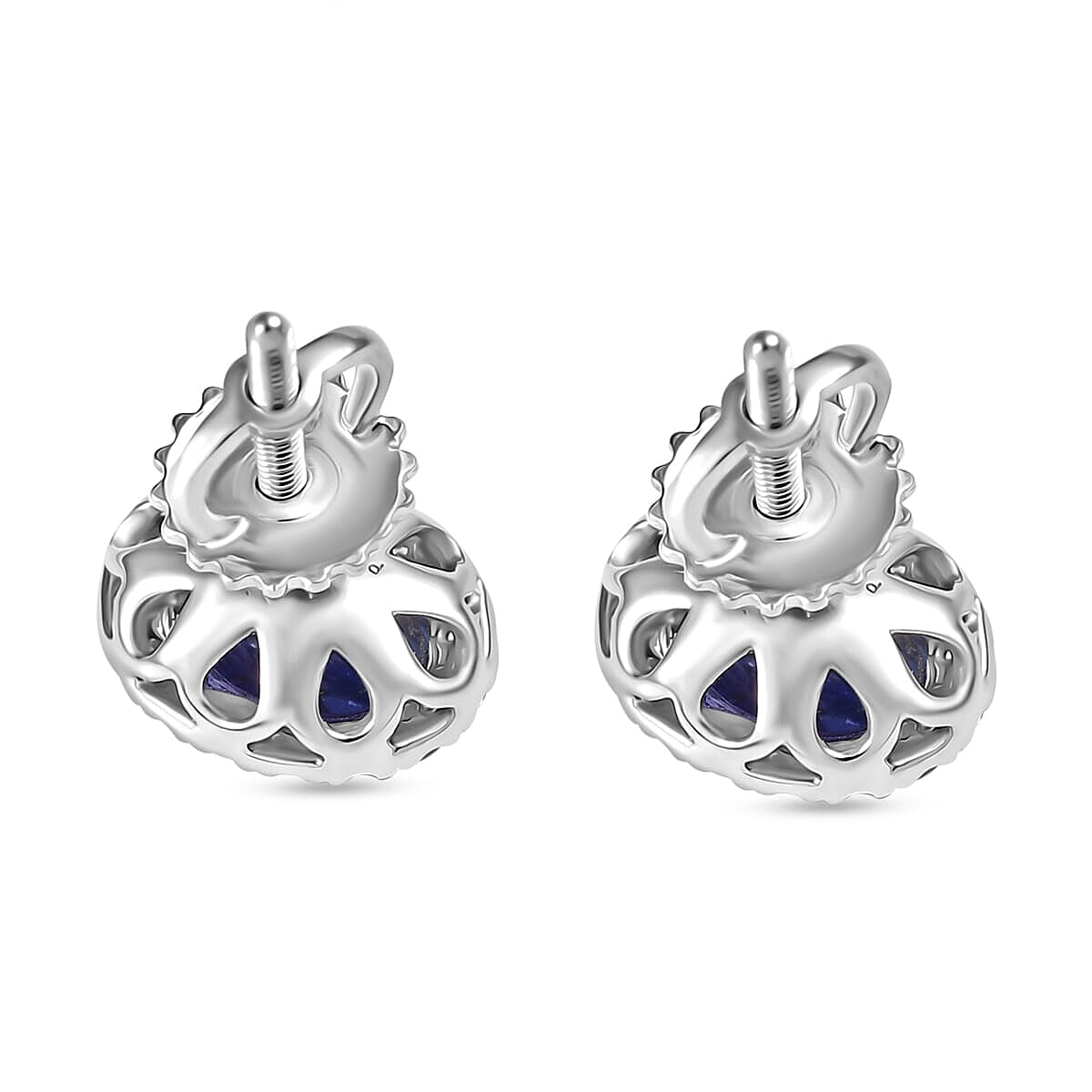 Rhapsody 950 Platinum AGI Certified AAAA Tanzanite & White Diamond (VS-EF) Stud Earring with Screw Back 2.27 Ct, Platinum Wt. 3.75 Gms.