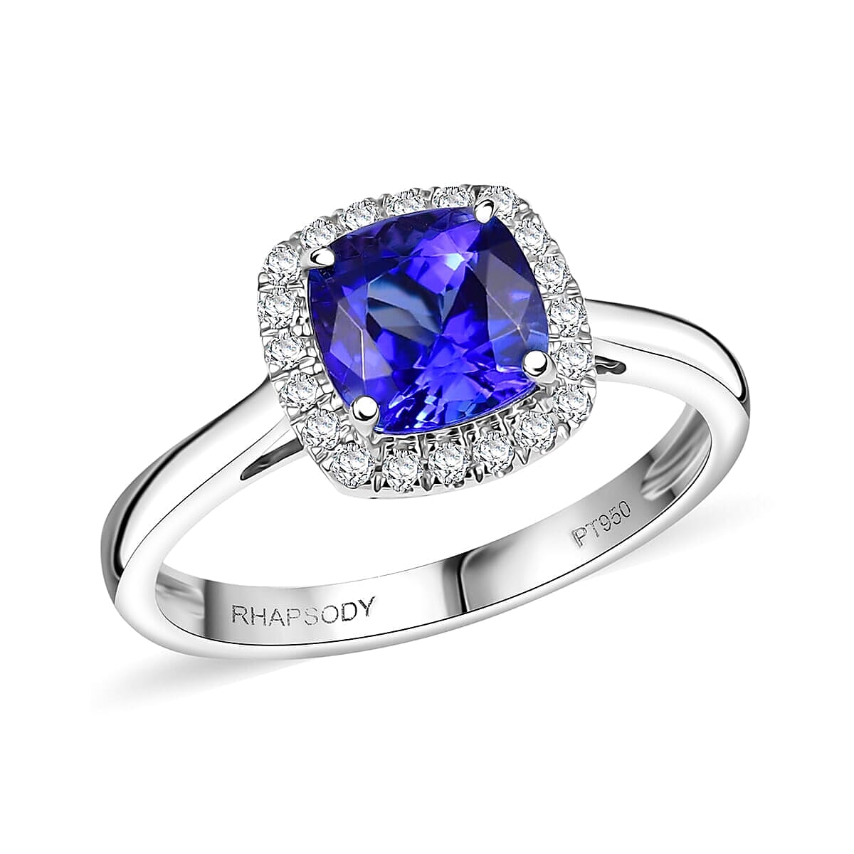 Certified & Appraised RHAPSODY 950 Platinum AAAA Tanzanite, White Diamond VS-EF Halo Ring,  2.8  Ct.