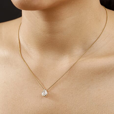 Luxuriant Diamond 9K Yellow Gold IGI Certified VS-E-F Lab Grown Diamond Pear Pendant 1.04 Ct.