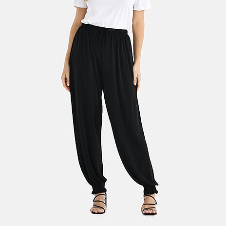 Tamsy Casual Harem Pants (One Size Curve, 18-24) - Black