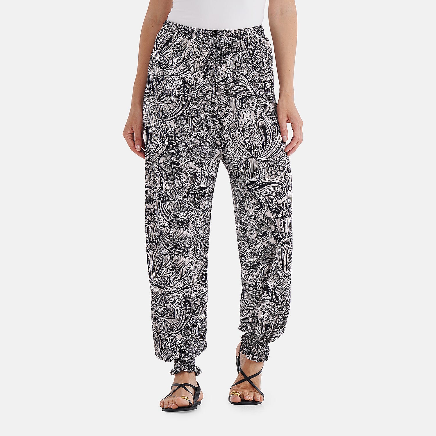 Tamsy Casual Harem Pants (One Size, 8-16) - Black