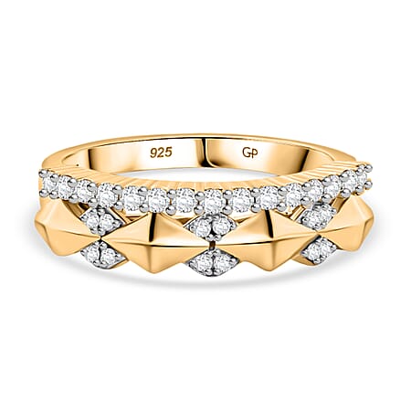 GP Milano Collection - White Diamond & Kanchanaburi Blue Sapphire Ring in 18K Vermeil Yellow Gold Plated Sterling Silver GP Milano Collection - White Diamond & Kanchanaburi Blue Sapphire Ring in 18K Vermeil Yellow Gold Plated Sterling Silver