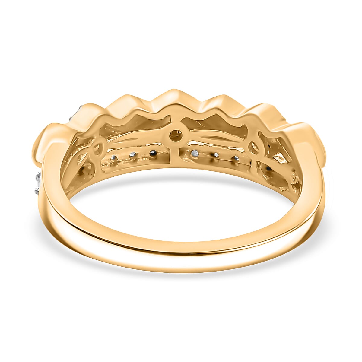 GP Milano Collection - White Diamond & Kanchanaburi Blue Sapphire Ring in 18K Vermeil Yellow Gold Plated Sterling Silver GP Milano Collection - White Diamond & Kanchanaburi Blue Sapphire Ring in 18K Vermeil Yellow Gold Plated Sterling Silver