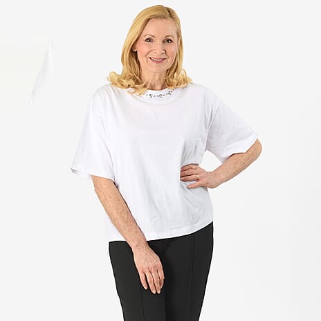 Tjc Cotton Knitted Tee (Size - 16) - White