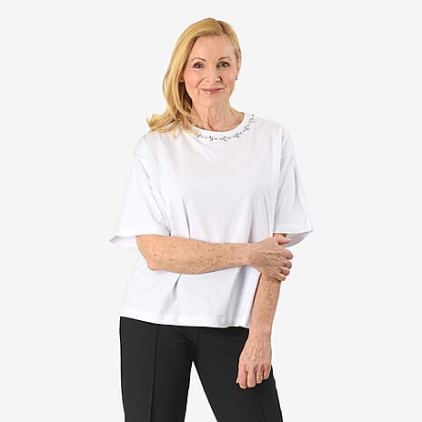 Tjc Cotton Knitted Tee (Size - 16) - White