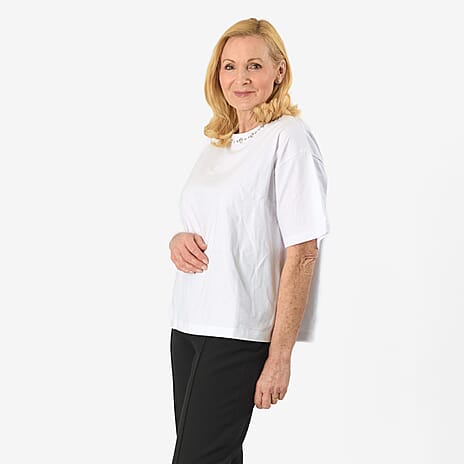 Tjc Cotton Knitted Tee (Size - 16) - White