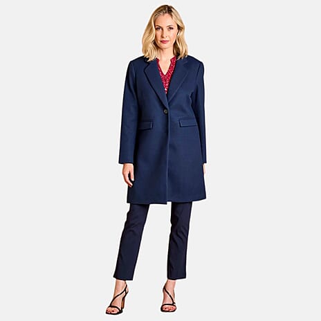 Emreco Single Breasted Revere Collar Coat (Size 18) - Midnight